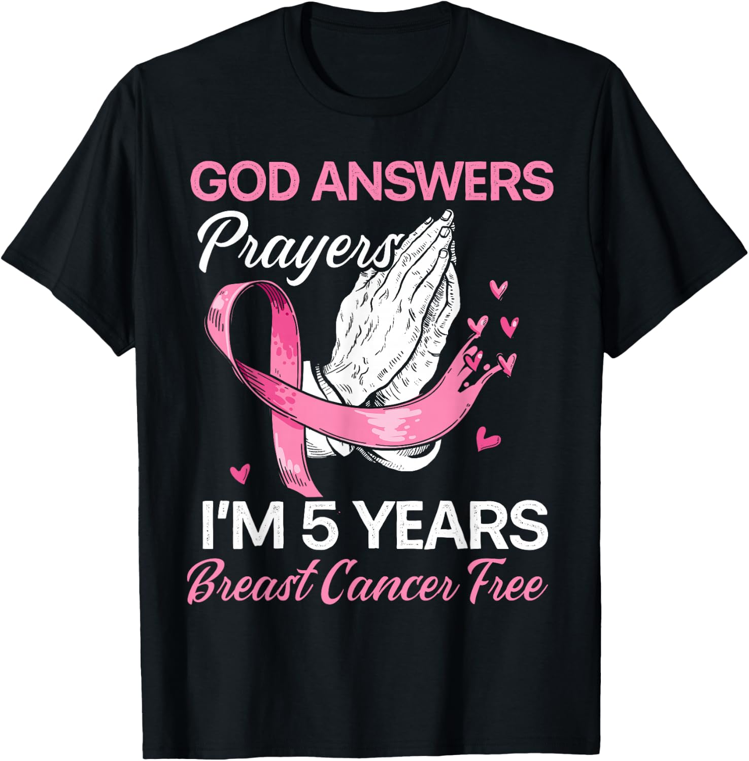 God Answers Prayers Breast Cancer Survivor Christian T-Shirt - T-Shirt | Black