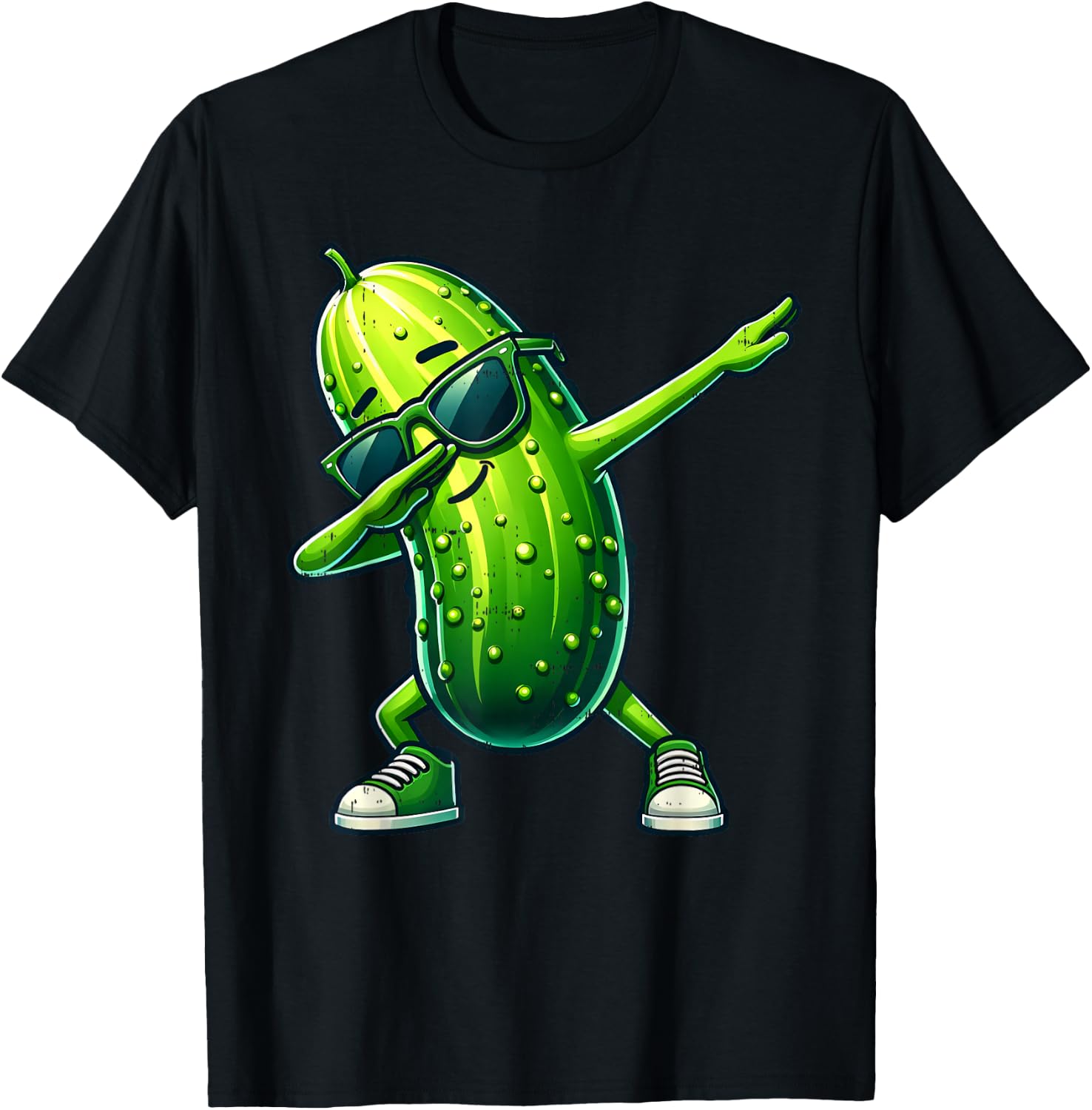 Pickle Dabbing Funny Dancing Cucumber Boys Girls Kids , Black, S T-Shirt - T-Shirt | Black