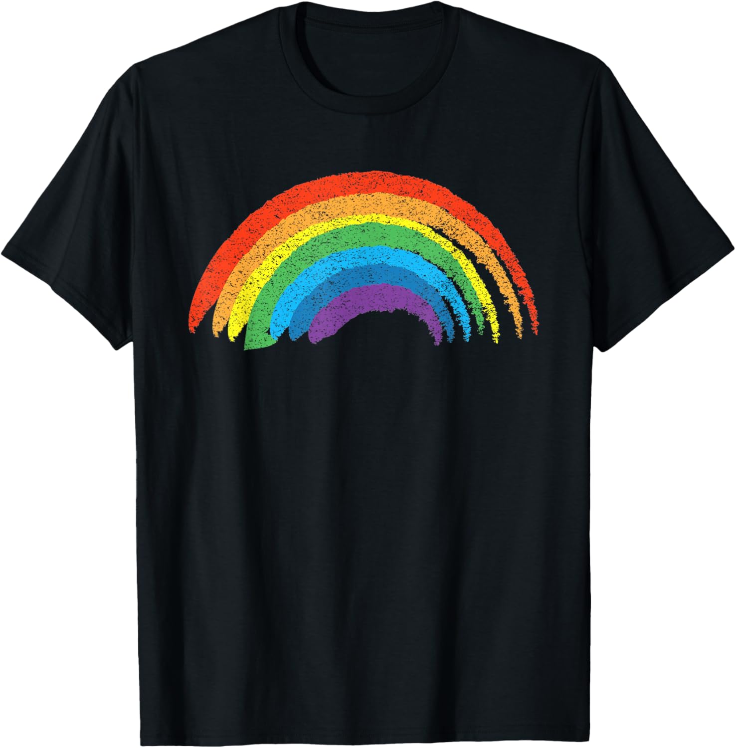 Vintage Retro Rainbow - Classic Distressed Design T-Shirt - T-Shirt | Black