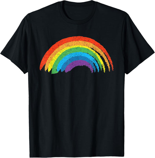 Vintage Retro Rainbow - Classic Distressed Design T-Shirt - T-Shirt | Black