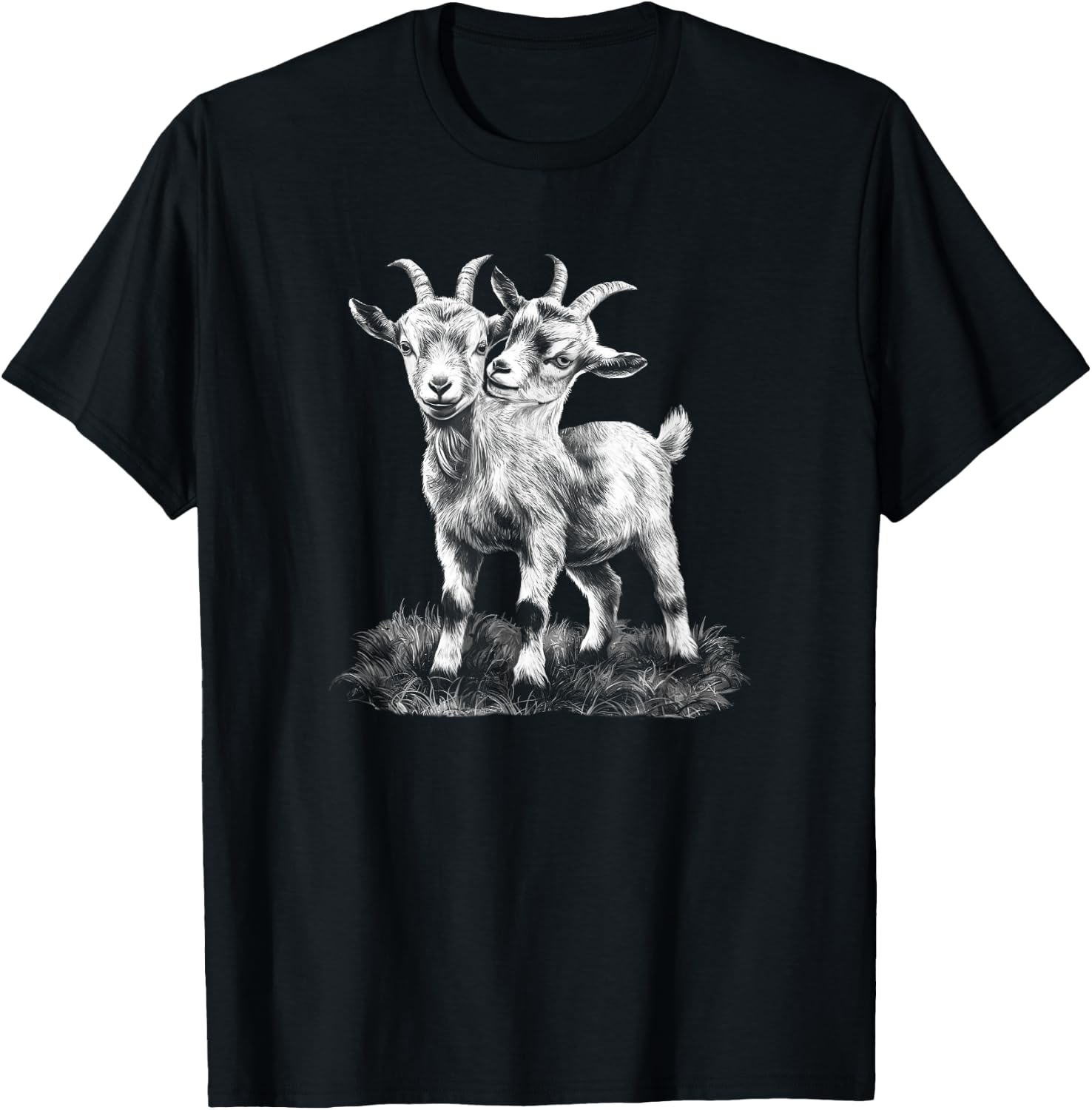 Two Headed Goat With Two Heads Creepy Goat Lovers T-Shirt - T-Shirt | Black