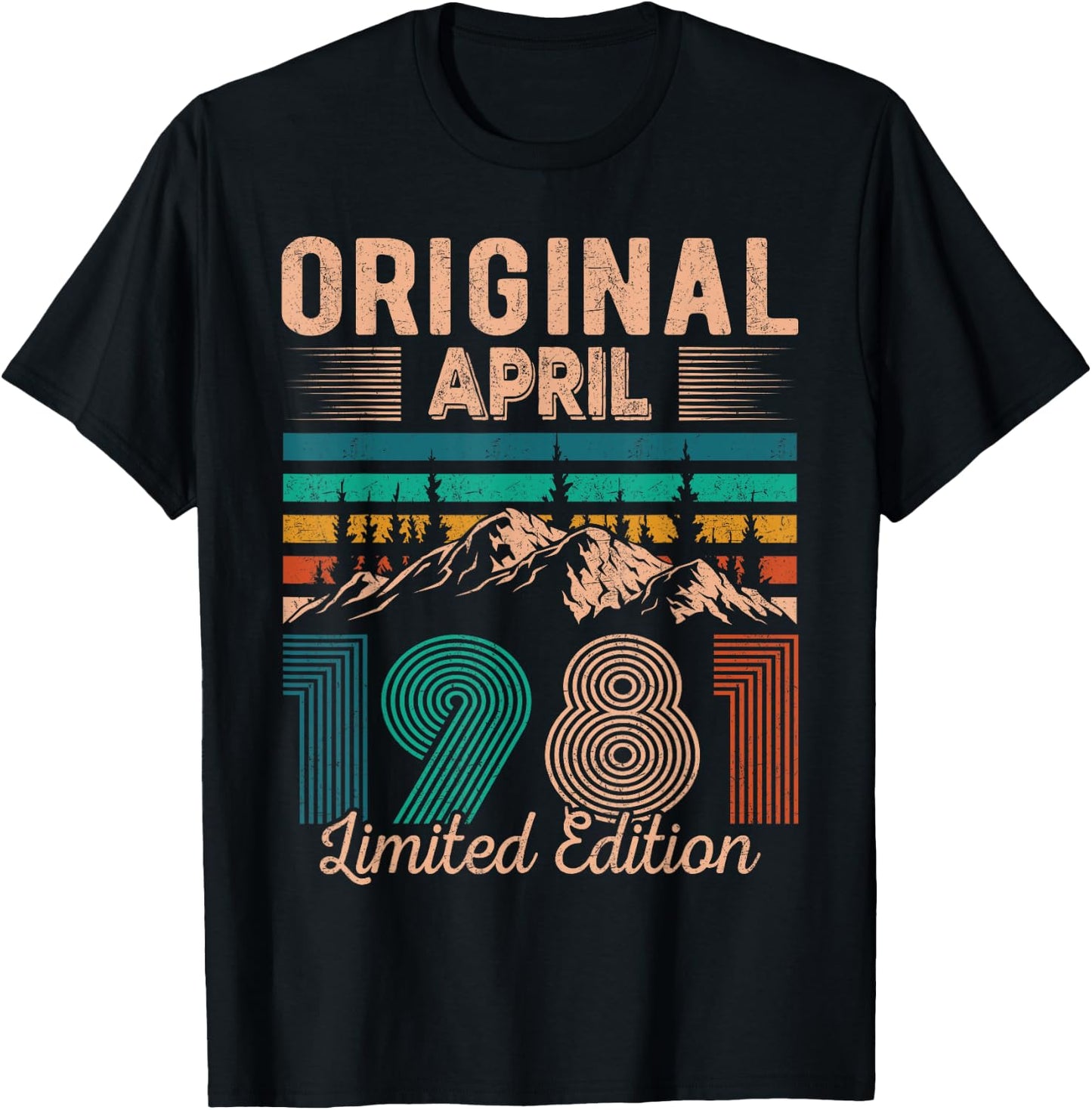Original April 1981 Born in April 1981 Birthday T-Shirt - T-Shirt | Black