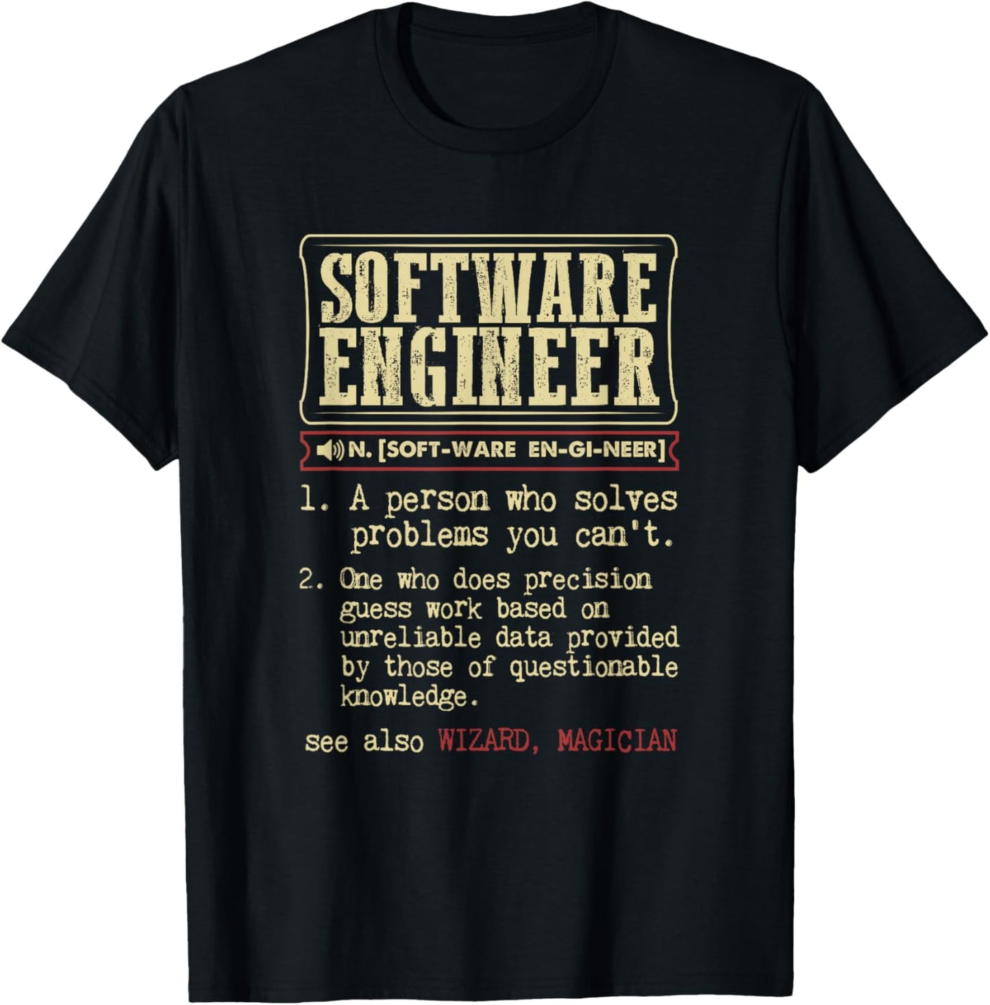 Software Engineer Funny Dictionary Definition T-Shirt - T-Shirt | Black