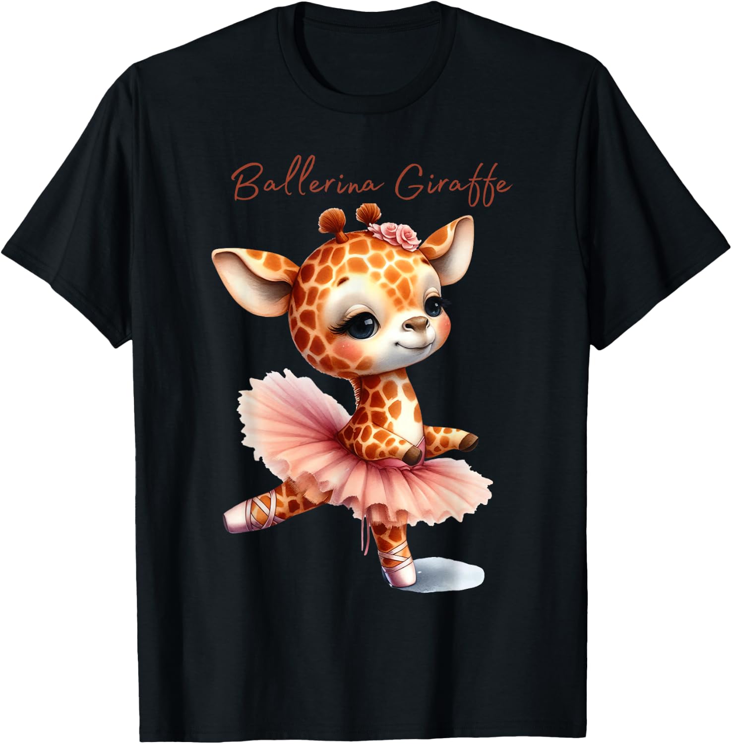 Watercolor Ballerina Giraffe Ballet Dancer Ballet Teacher T-Shirt - T-Shirt | Black