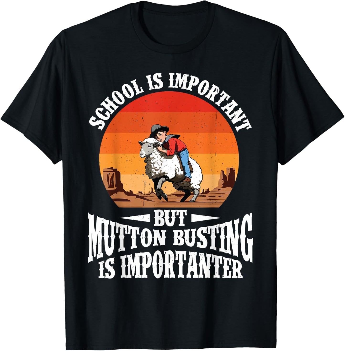 Mutton Buster Gear Rodeo Sheep Rider Mutton Busting T-Shirt - T-Shirt | Black