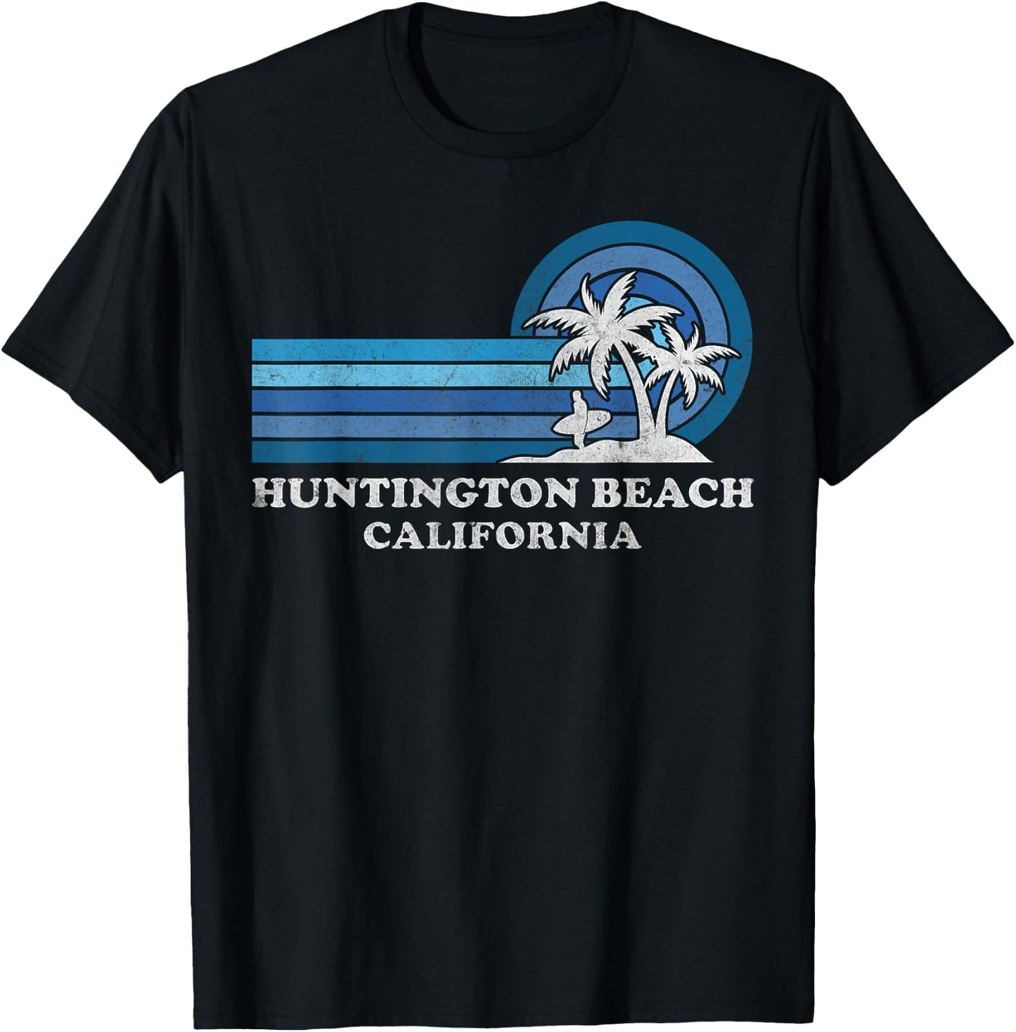 Huntington Beach California Family Summer Vacation Vintage T-Shirt - T-Shirt | Black