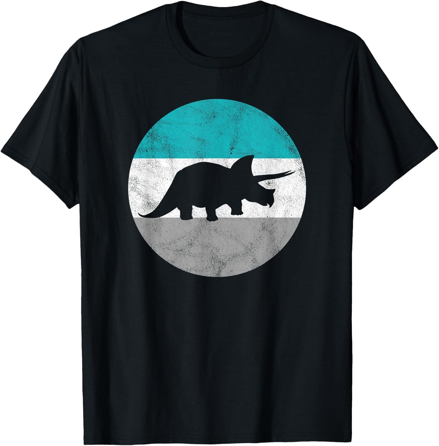 Triceratops Dinosaur Retro Gift Women Boys & Girls T-Shirt - T-Shirt | Black