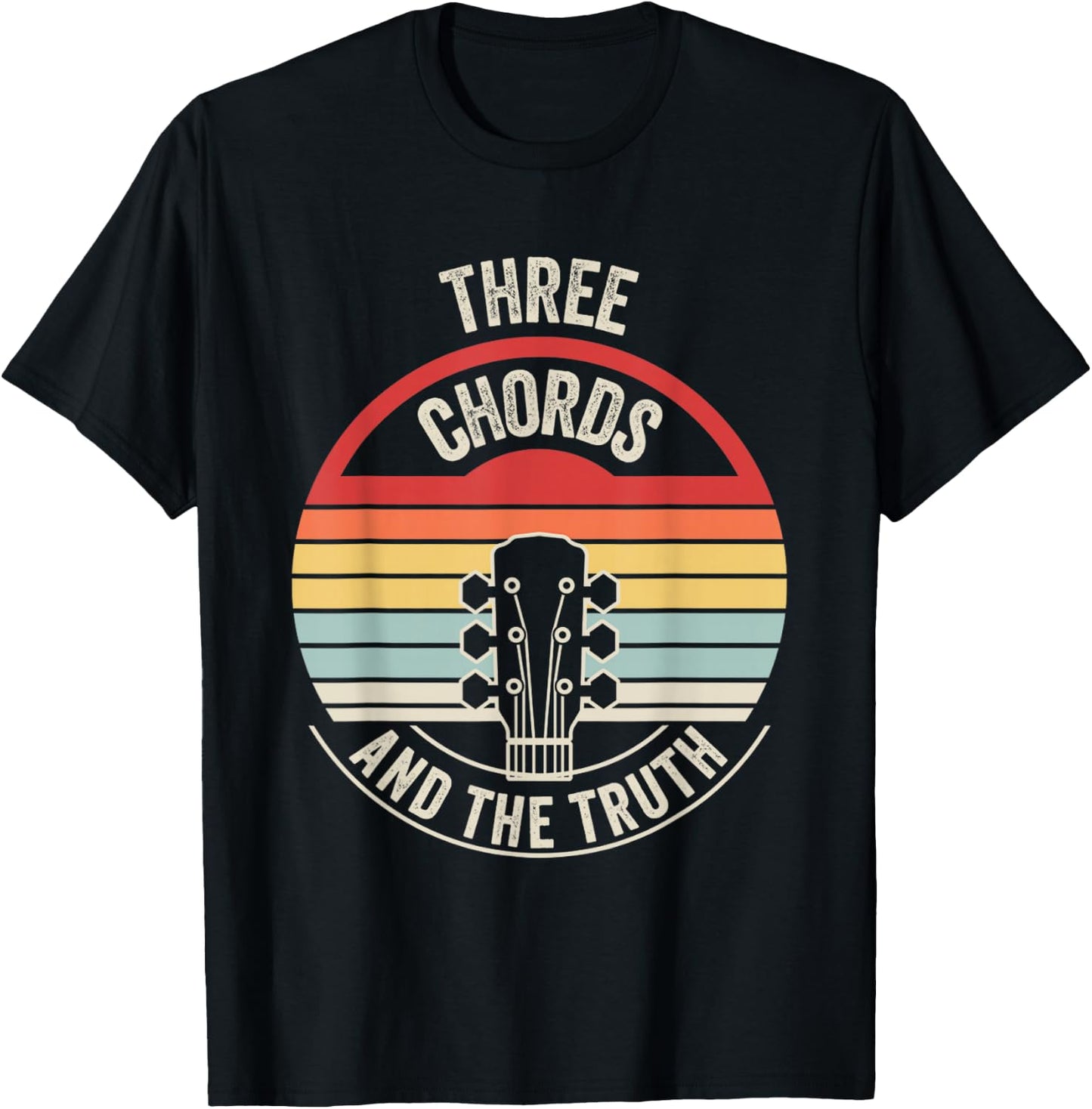 Three Chords And The Truth Guitar Music T-Shirt - T-Shirt | Black