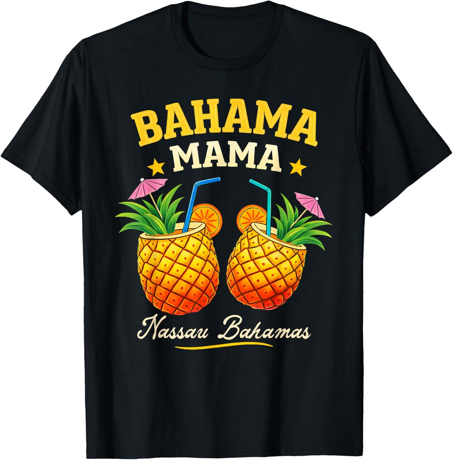 Bahama Mama Tropical Pineapple Summer Vacation Beach T-Shirt - T-Shirt | Black
