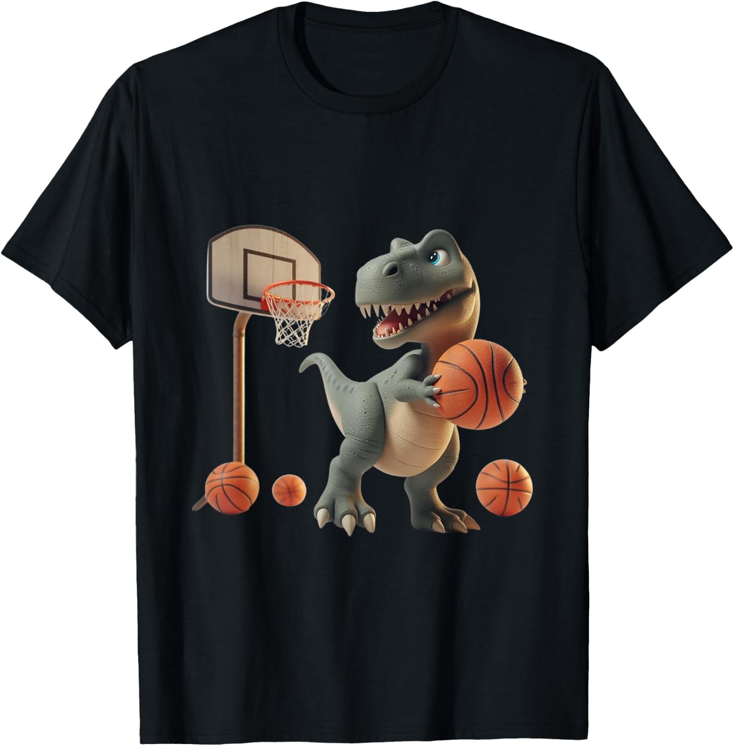 Trex Dinosaur Playing Basketball Sports fan T-Shirt - T-Shirt | Black