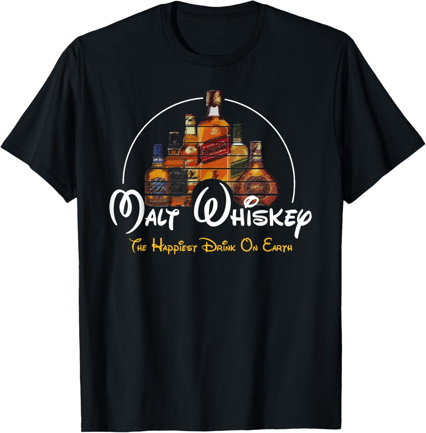 Malt Whiskey Shirt, Happiest Drink Funny Pun Parody T-Shirt - T-Shirt | Black