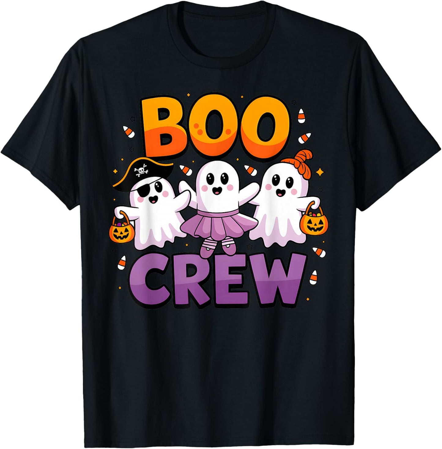 Boo Crew Cute Halloween Ghosts Matching Family Outfit T-Shirt - T-Shirt | Black