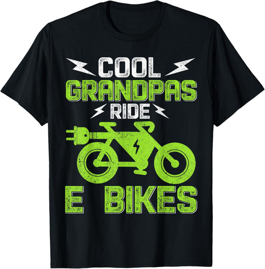 Cool Grandpas Ride E-Bikes E-Bike Cycling T-Shirt - T-Shirt | Black