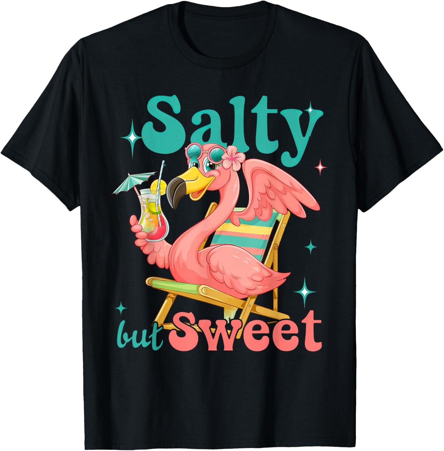 Salty But Sweet Flamingo Bird T-Shirt - T-Shirt | Black