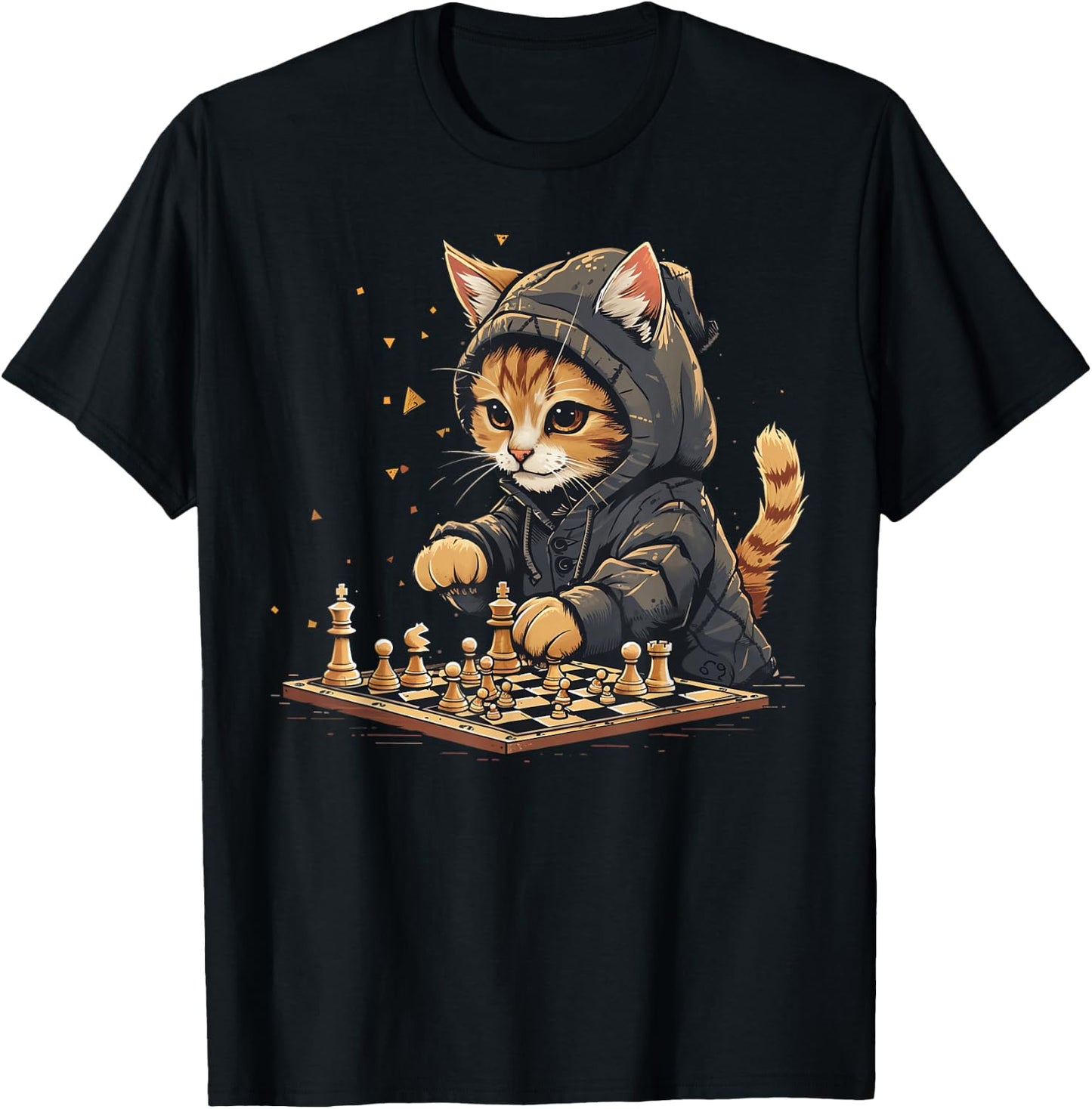 Chess Men's Women's & Children's Cat Chess Player T-Shirt - T-Shirt | Black