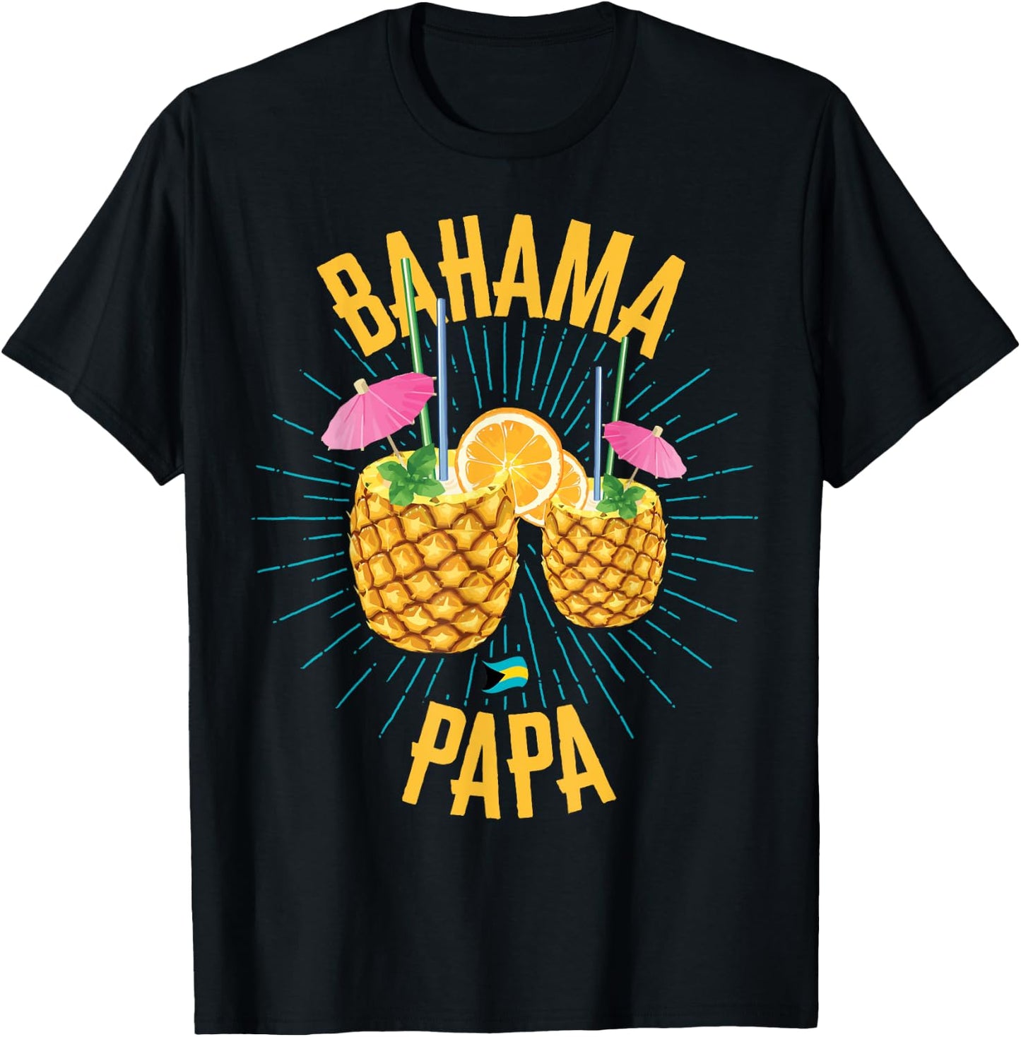 Bahamas Family PaPa Cruise Vacation Beach Bahamian Flag T-Shirt - T-Shirt | Black