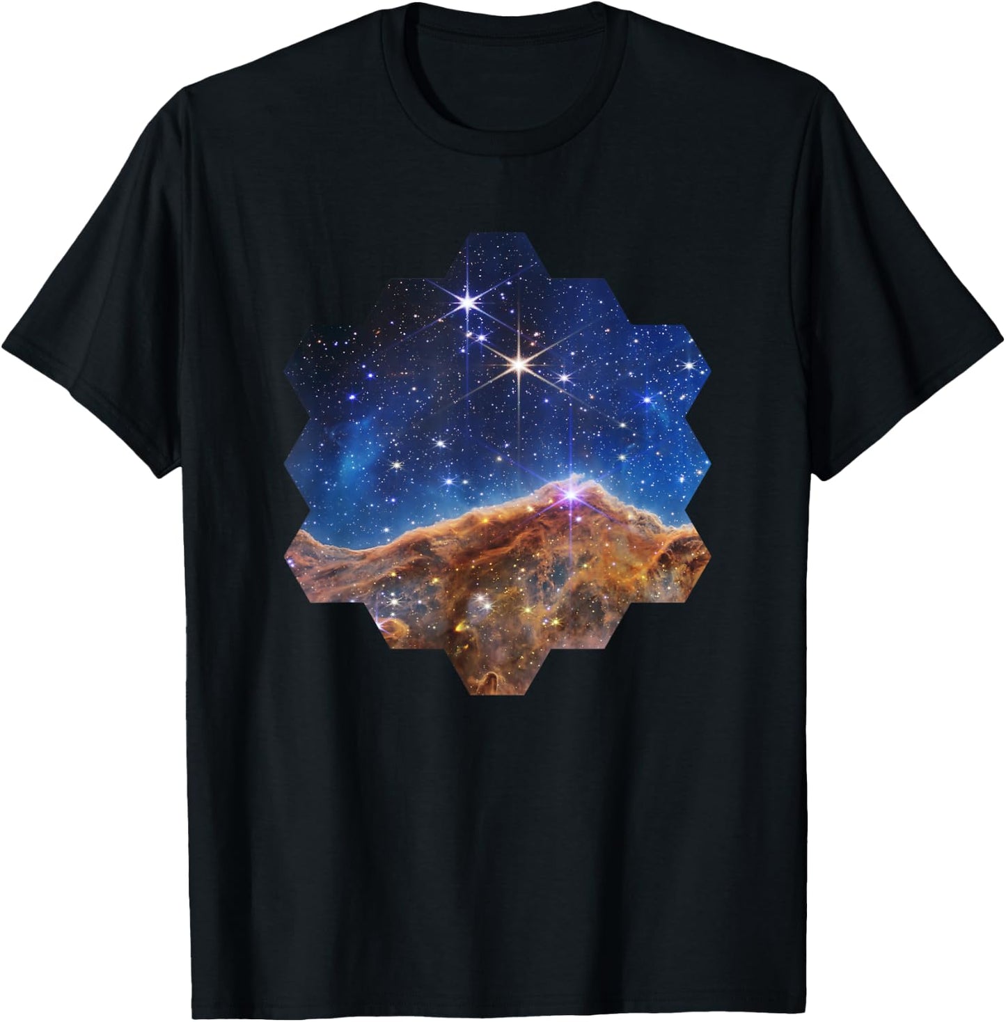 JWST Carina Nebula sechseckige Form von James Webb Spiegel T-Shirt - T-Shirt | Black