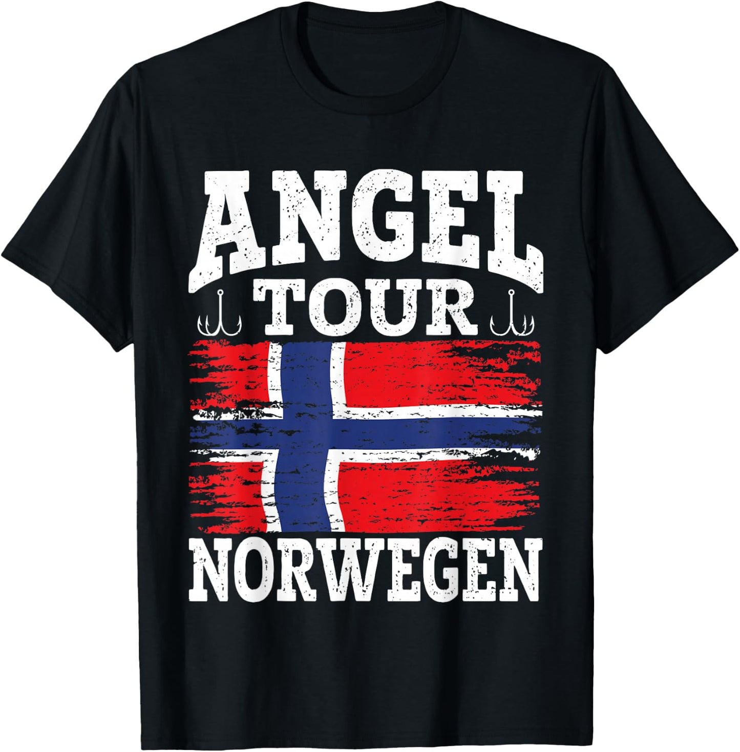 Angel Tour Norwegen Angelteam Angeltour Norwegen Flagge Angeln T-Shirt - T-Shirt | Black