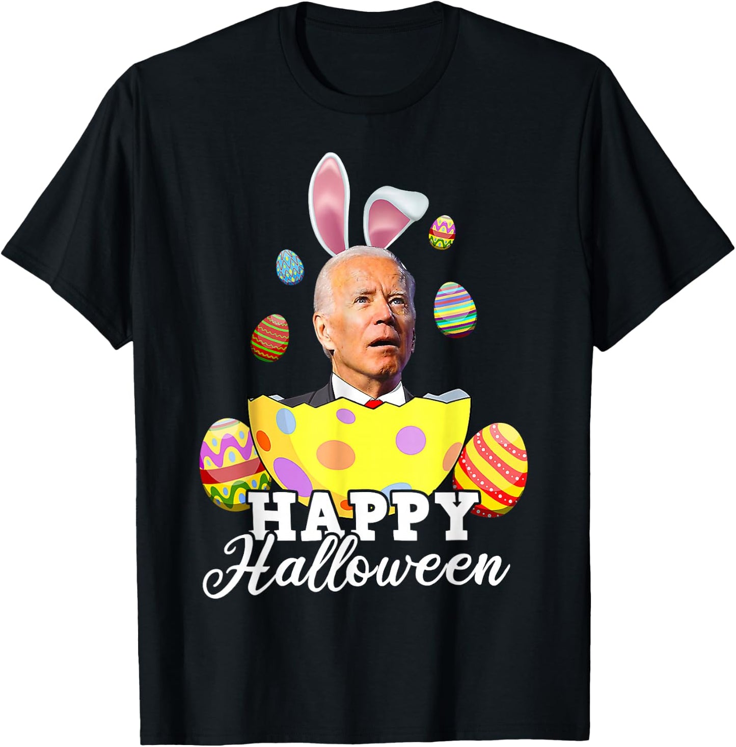 Funny Joe Biden Happy Halloween Confused Easter Biden Bunny T-Shirt - T-Shirt | Black