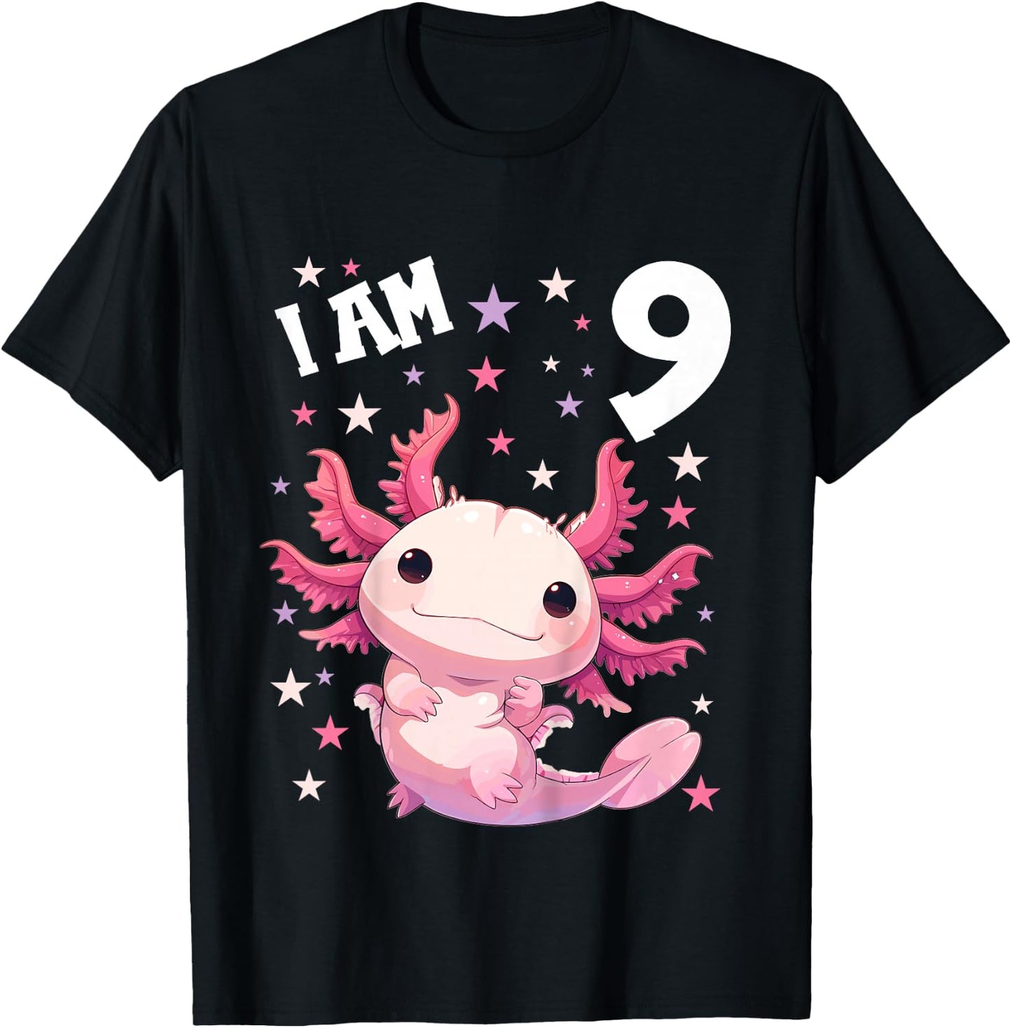 9 Years old 9 birthday Axolotls Boy Girl Axolotl T-Shirt - T-Shirt | Black