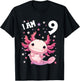 9 Years old 9 birthday Axolotls Boy Girl Axolotl T-Shirt - T-Shirt | Black