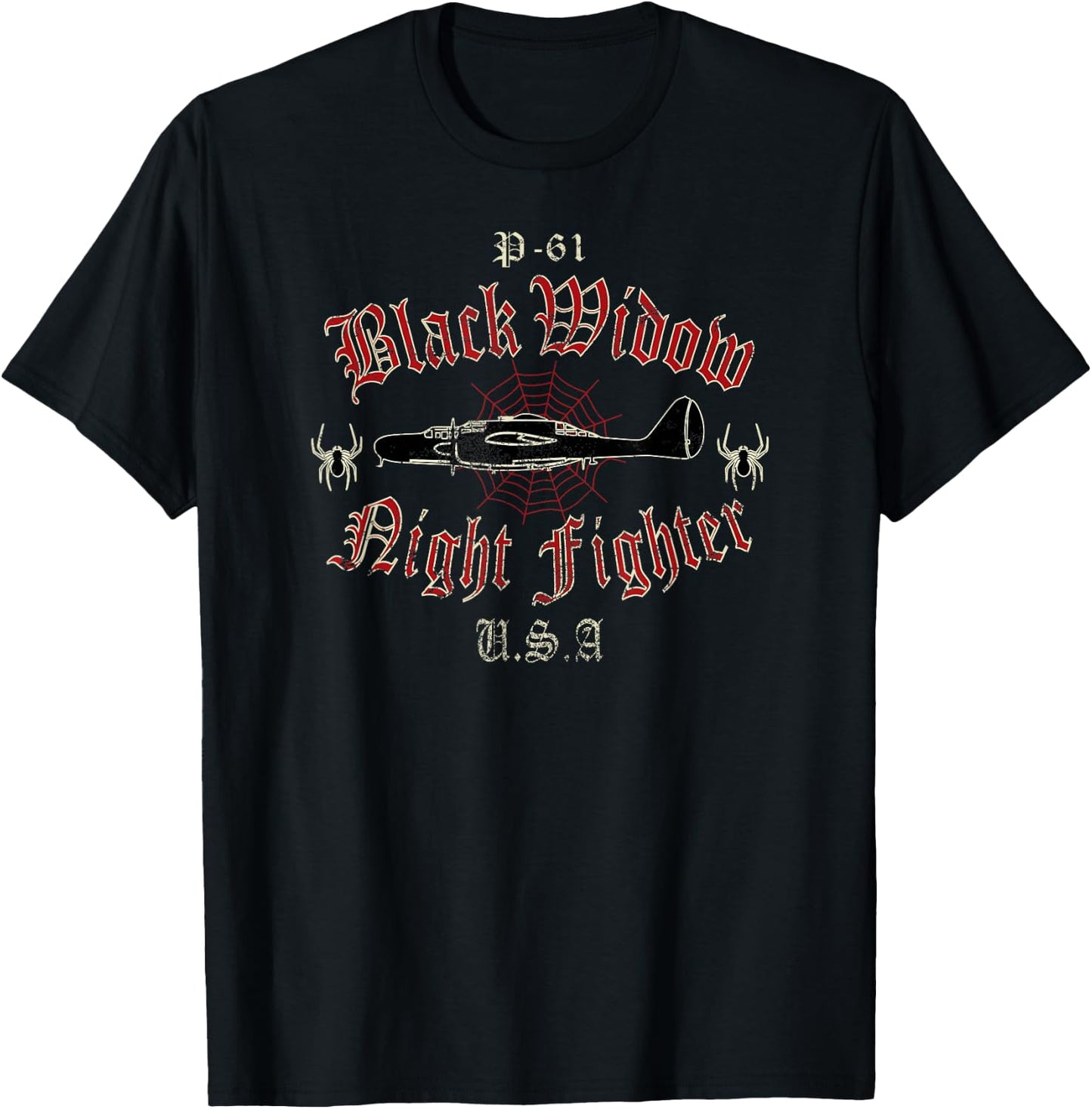 WW2 Fighter Plane Shirts P-61 Black Widow T-Shirt - T-Shirt | Black