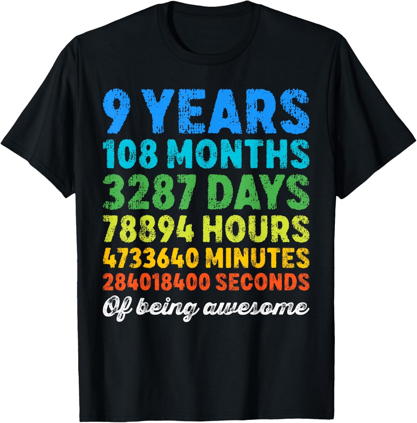 9 Years Old Gifts 9th Birthday Shirt Vintage Retro Countdown T-Shirt - T-Shirt | Black