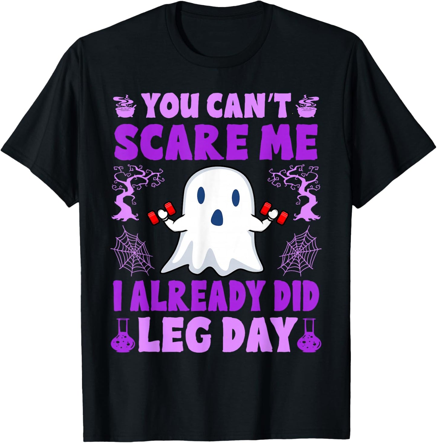 Halloween Workout Women Ghost Training With Dumbbells T-Shirt - T-Shirt | Black