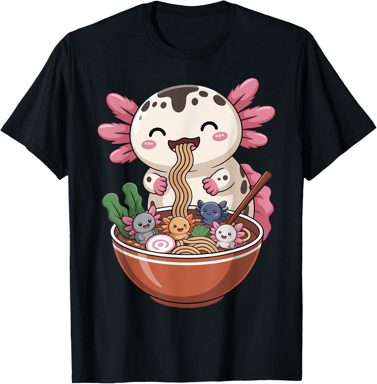 Ramen Axolotl Anime Kawaii Ramen T-Shirt - T-Shirt | Black