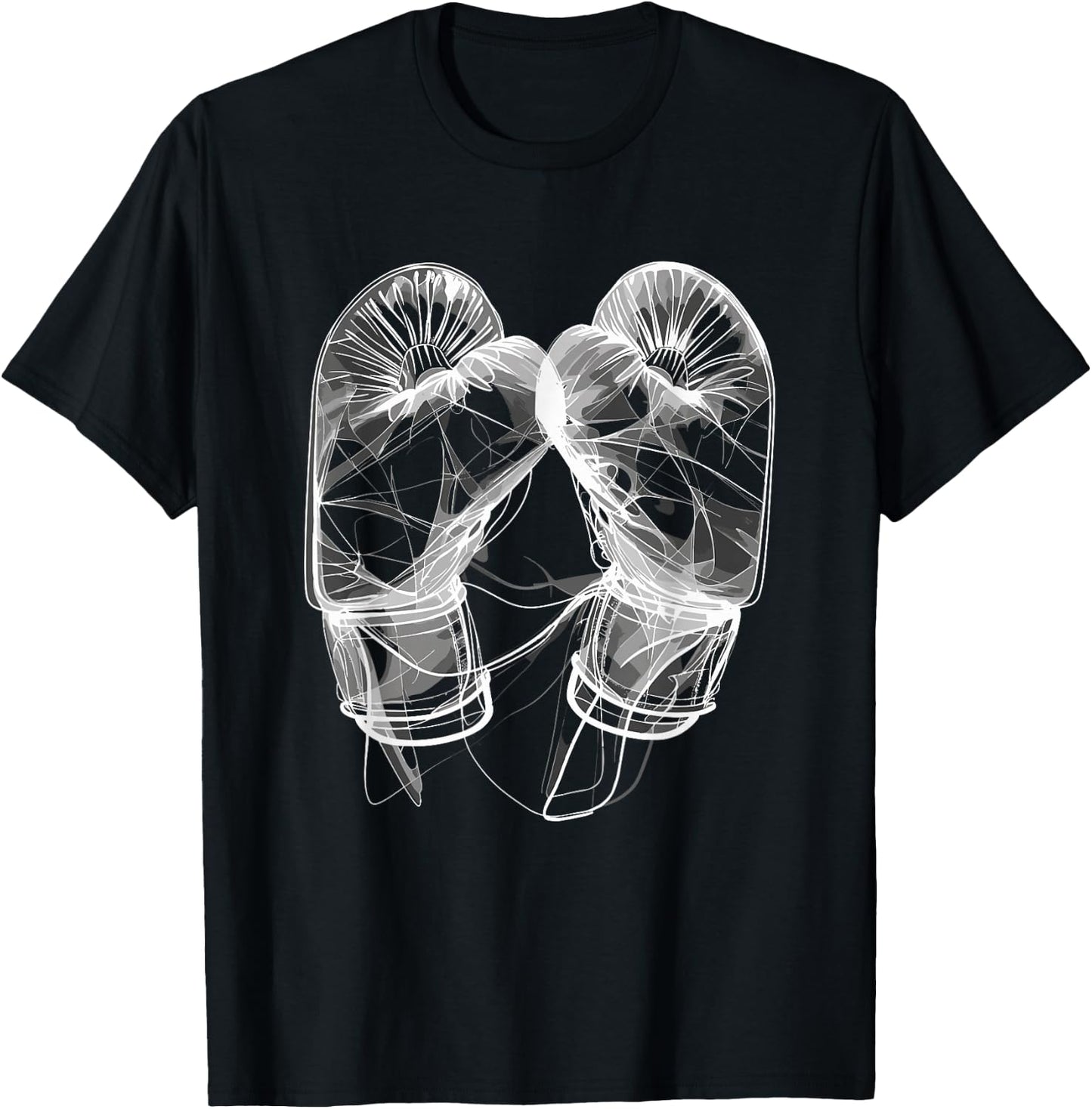 Boxing Gloves Line Art T-Shirt - T-Shirt | Black