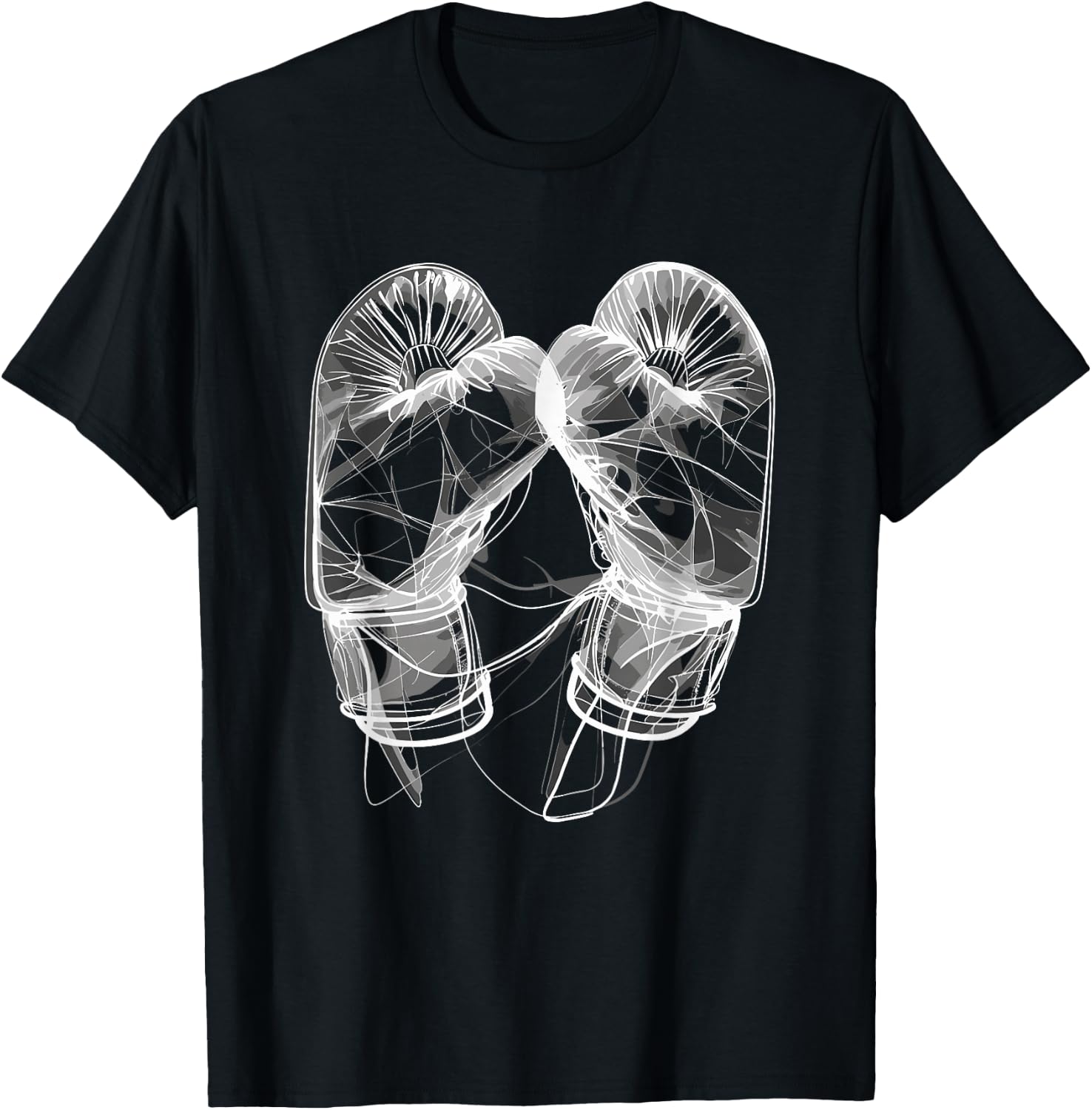 Boxing Gloves Line Art T-Shirt - T-Shirt | Black