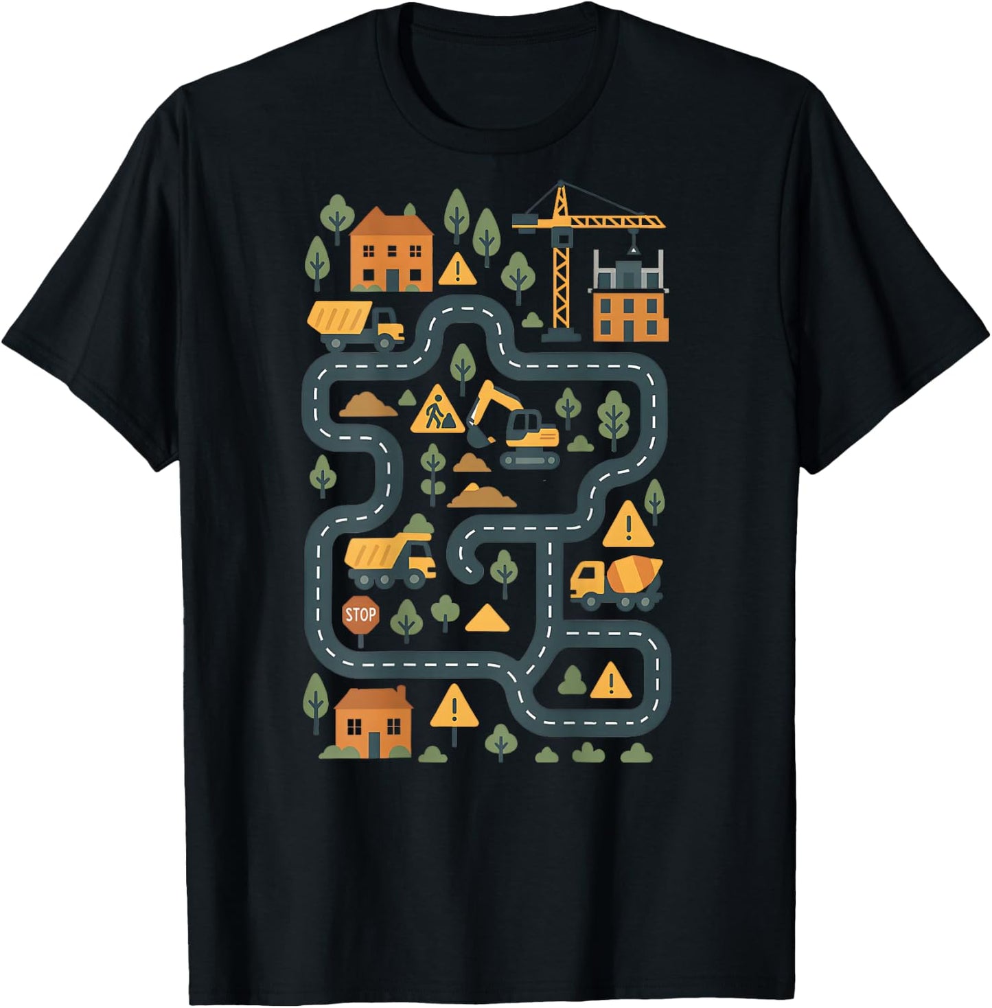 (ON Back) Tired Dads Club Play Construction Car On Dad Back T-Shirt - T-Shirt | Black