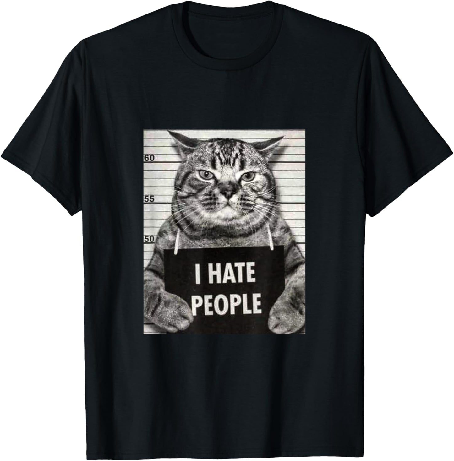 Funny Cat Picture, I Hate People Slogan , black, s T-Shirt - T-Shirt | Black