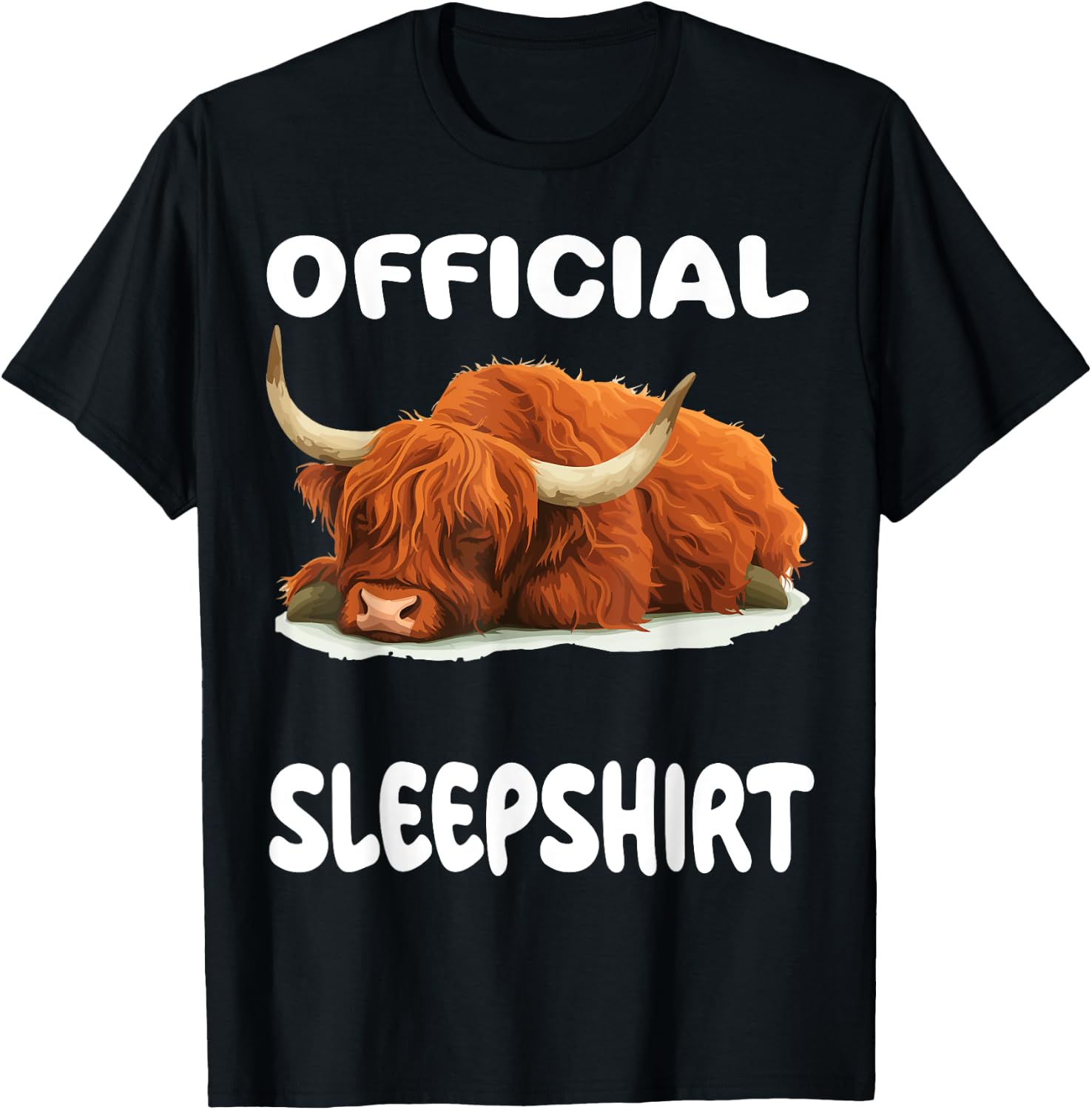 Scottish Highland Cow Official Sleepshirt Pajamas Nightgown T-Shirt - T-Shirt | Black