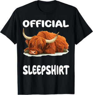 Scottish Highland Cow Official Sleepshirt Pajamas Nightgown T-Shirt - T-Shirt | Black