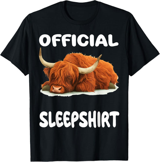 Scottish Highland Cow Official Sleepshirt Pajamas Nightgown T-Shirt - T-Shirt | Black