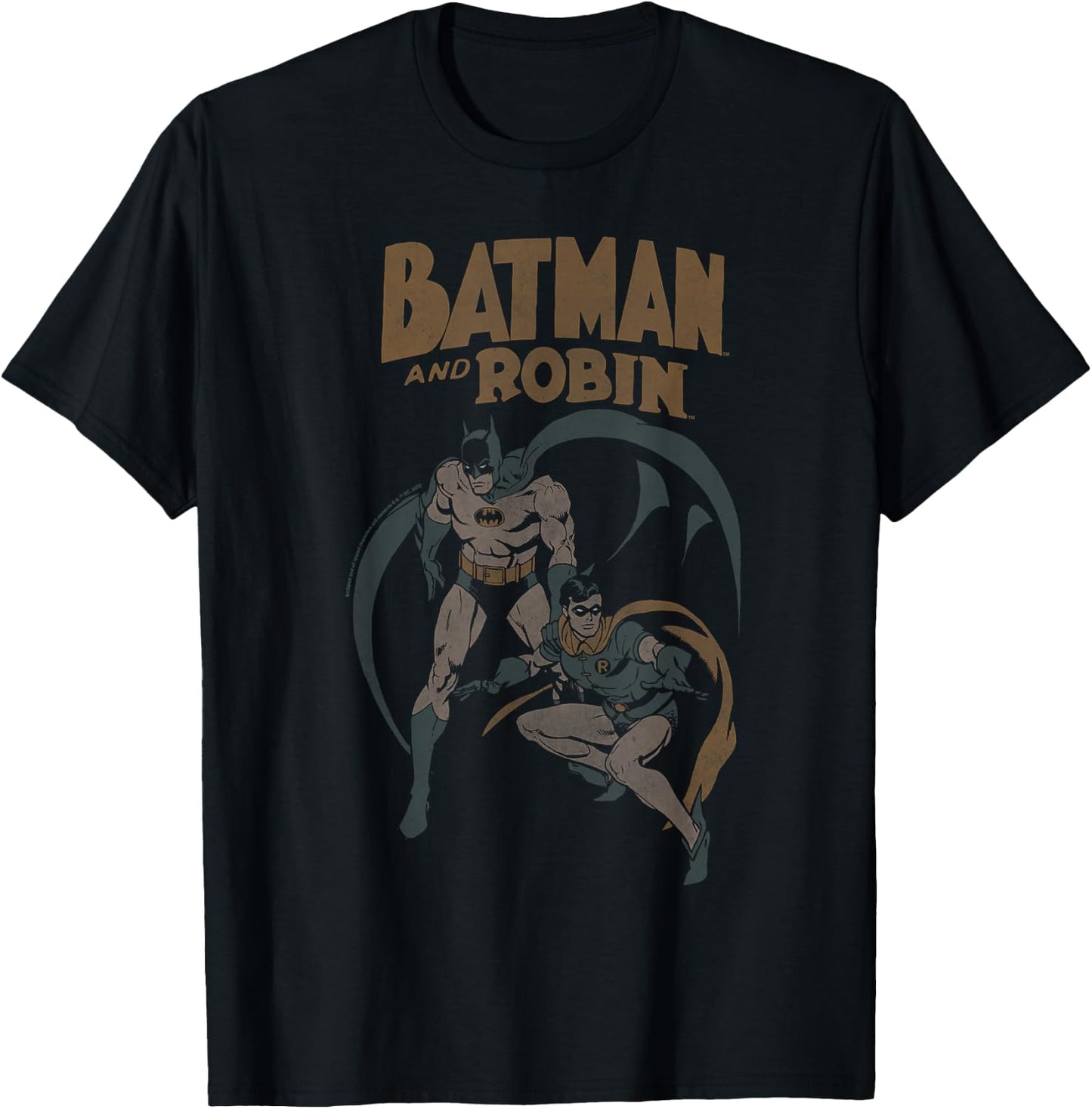 Batman and Robin Vintage on Grey T-Shirt - T-Shirt | Black