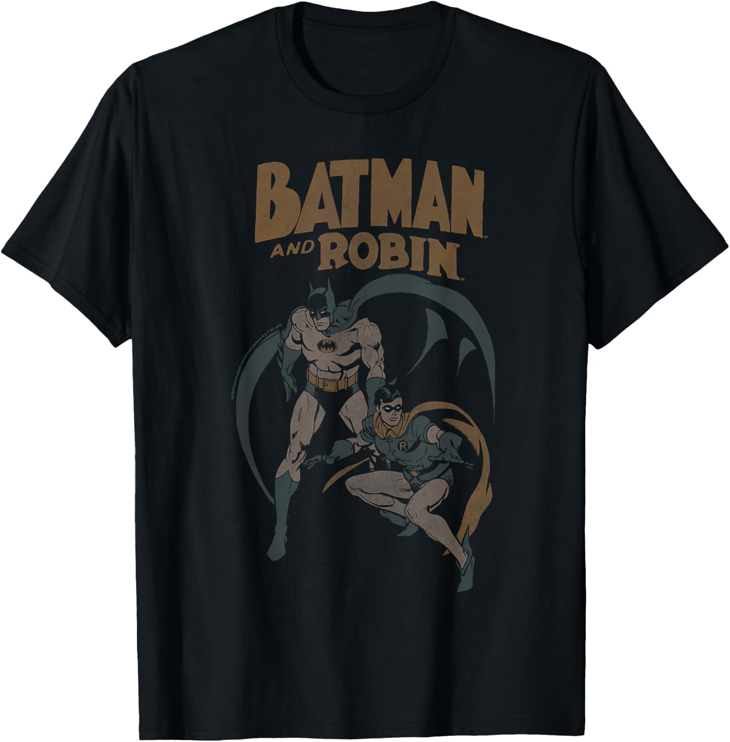 Batman and Robin Vintage on Grey T-Shirt - T-Shirt | Black