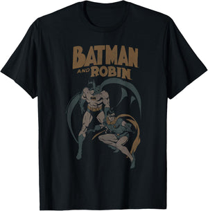 Batman and Robin Vintage on Grey T-Shirt - T-Shirt | Black