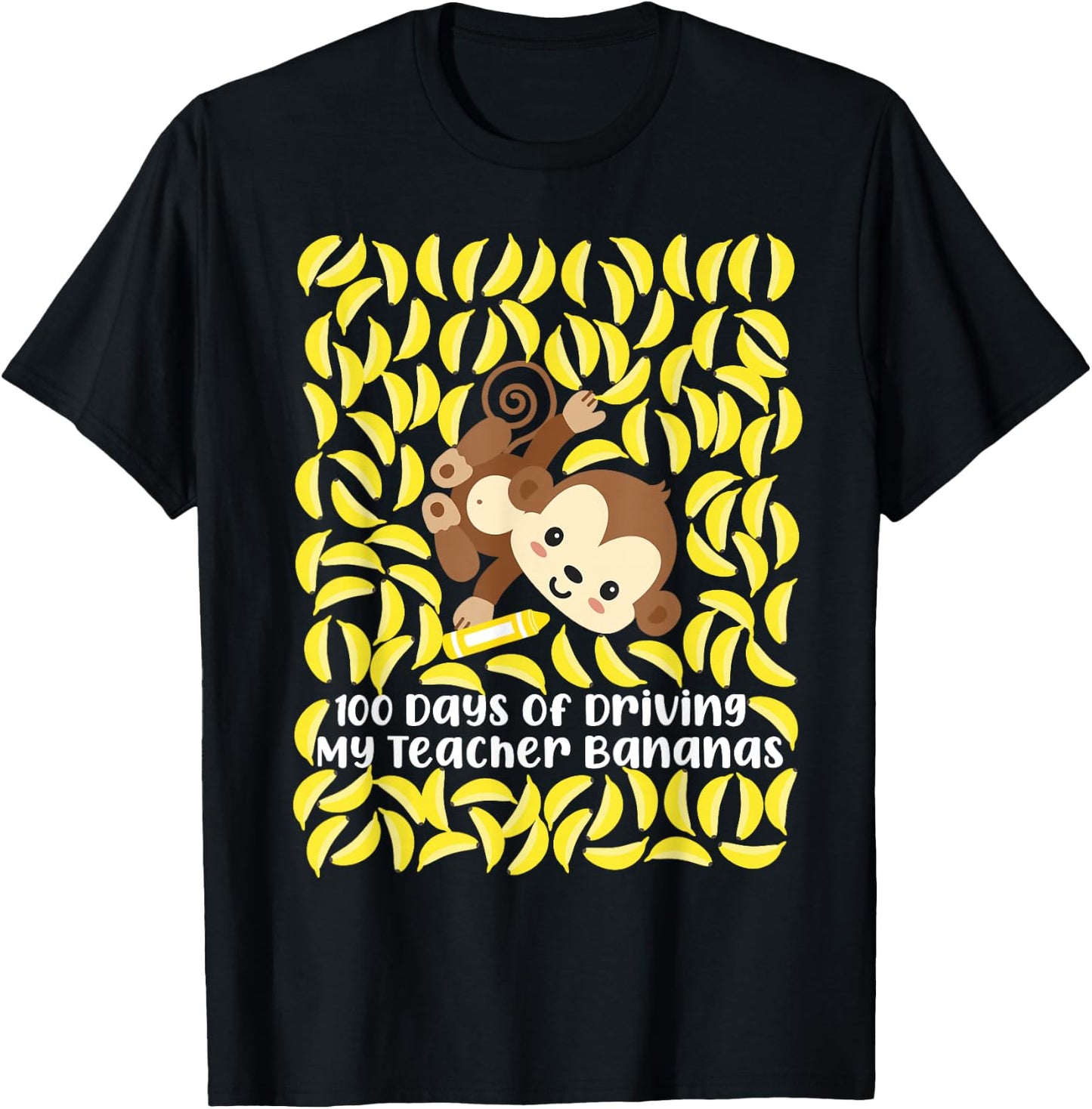 100th Day of School Teacher Monkey Pun Banana T-Shirt - T-Shirt | Black