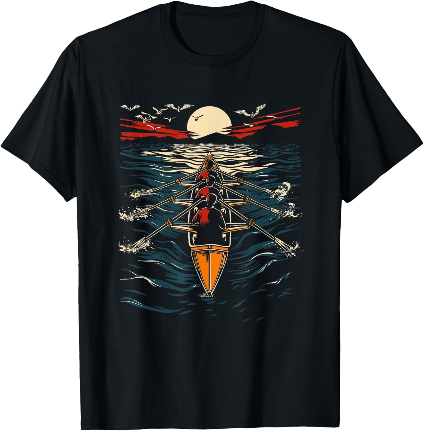 Rowing Artwork Sculling , Black, S T-Shirt - T-Shirt | Black
