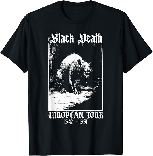 Black Death European Tour Plague Rat Medieval History Goth , black T-Shirt - T-Shirt | Black