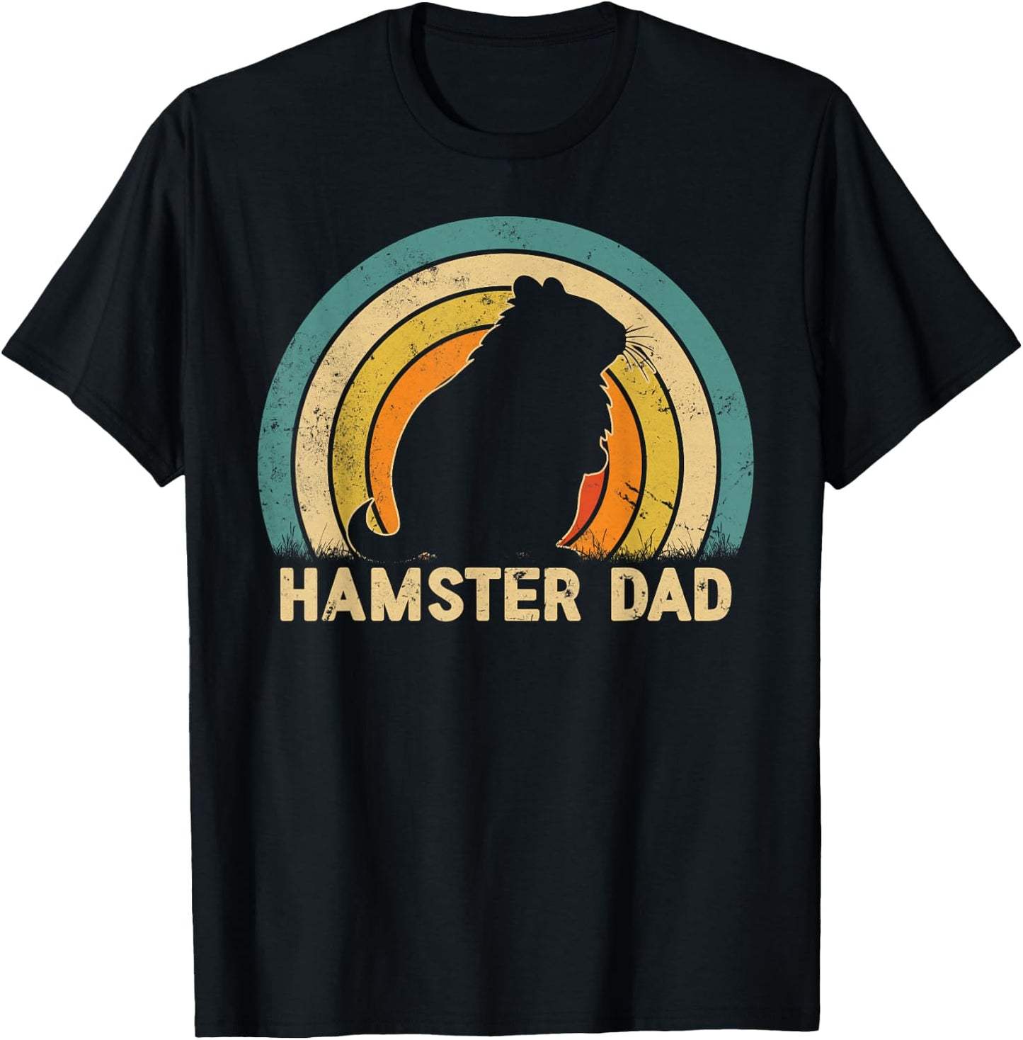 Hamster Dad Father's Day Vintage Style Hamster Dad Daddy T-Shirt - T-Shirt | Black