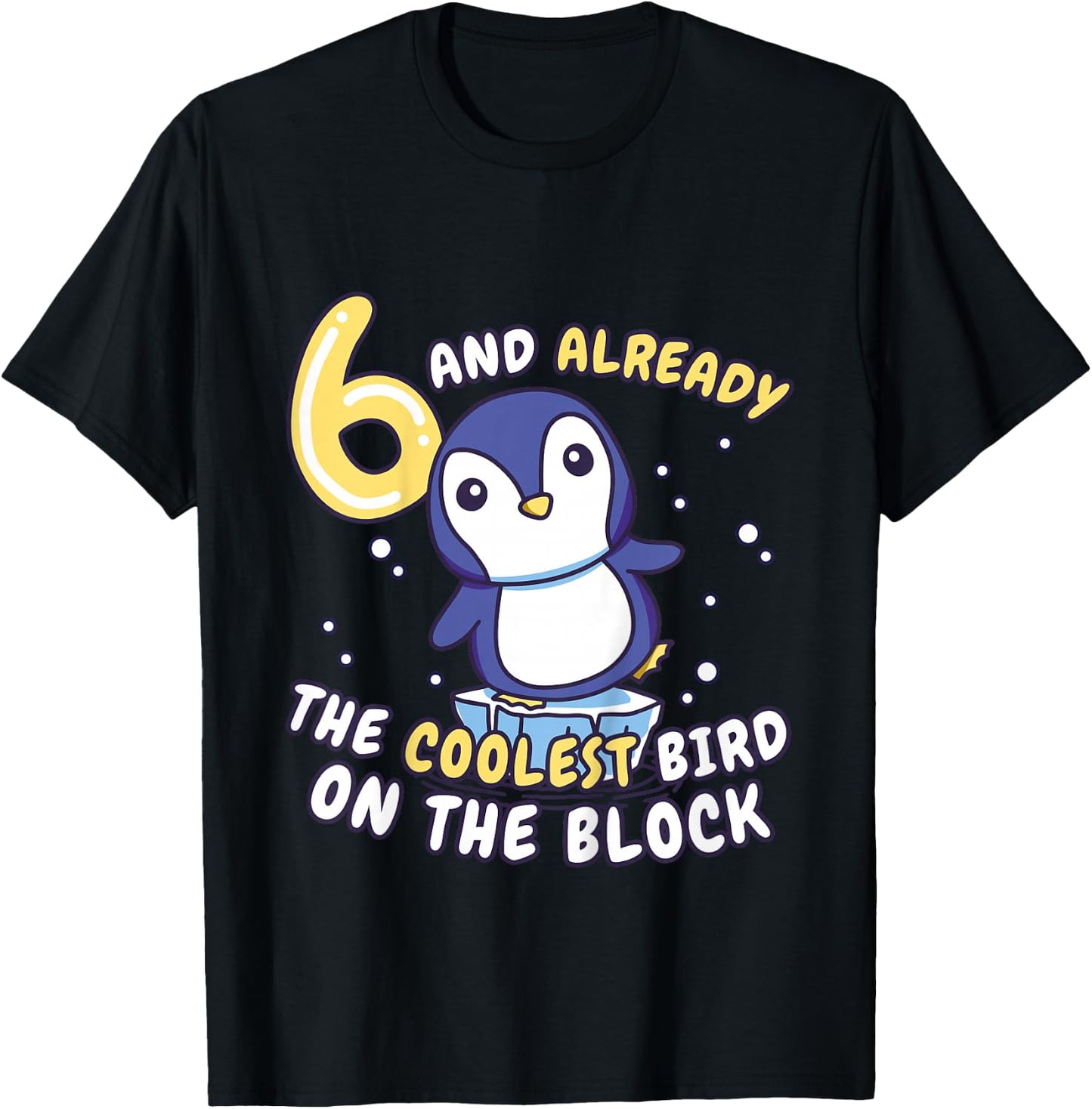 Kids Penguin 6th Birthday Child Age 6 Years Penguin T-Shirt - T-Shirt | Black
