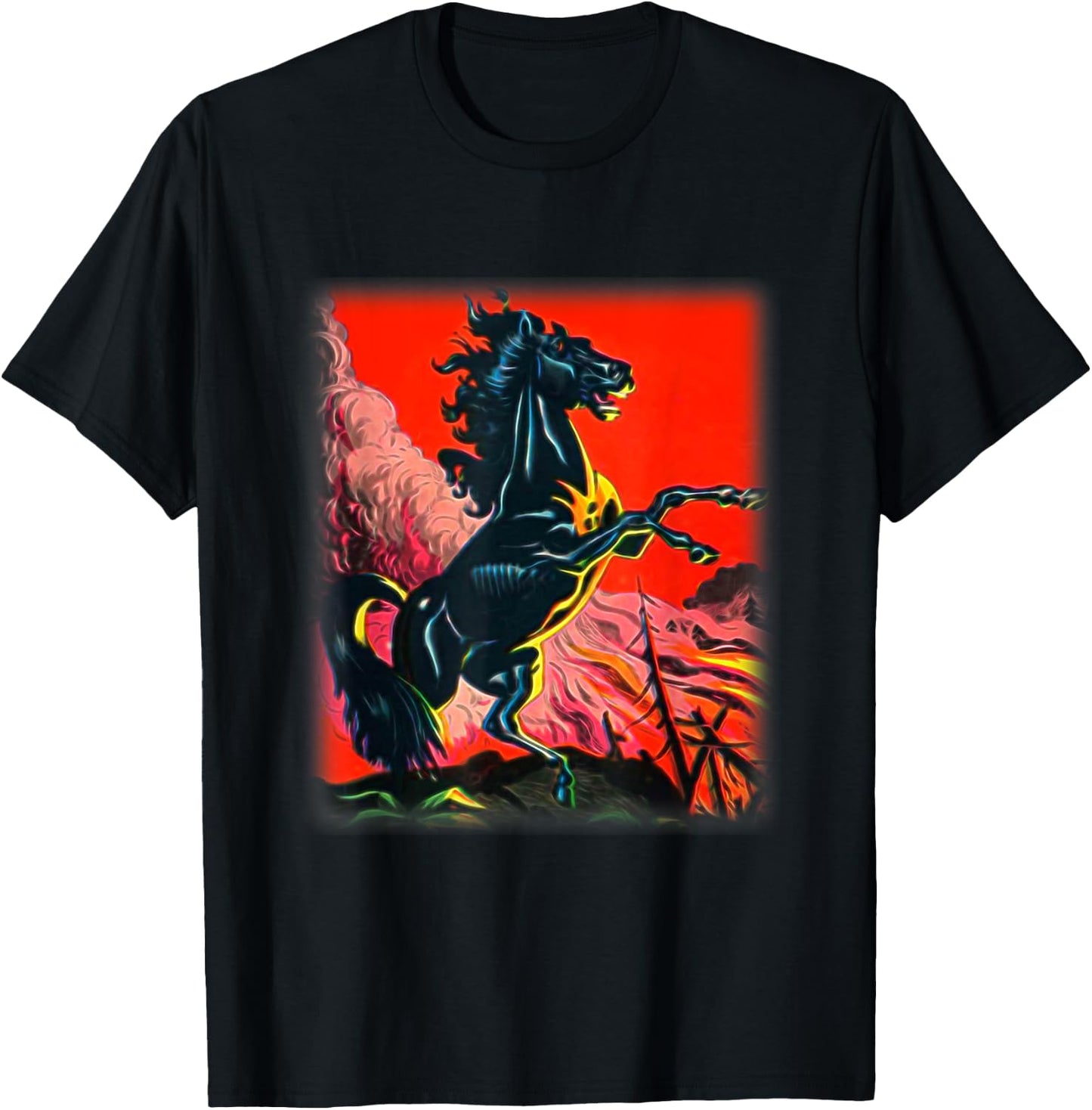 Black Horse Shirt, Colorful Stallion for Horse Lovers T-Shirt - T-Shirt | Black