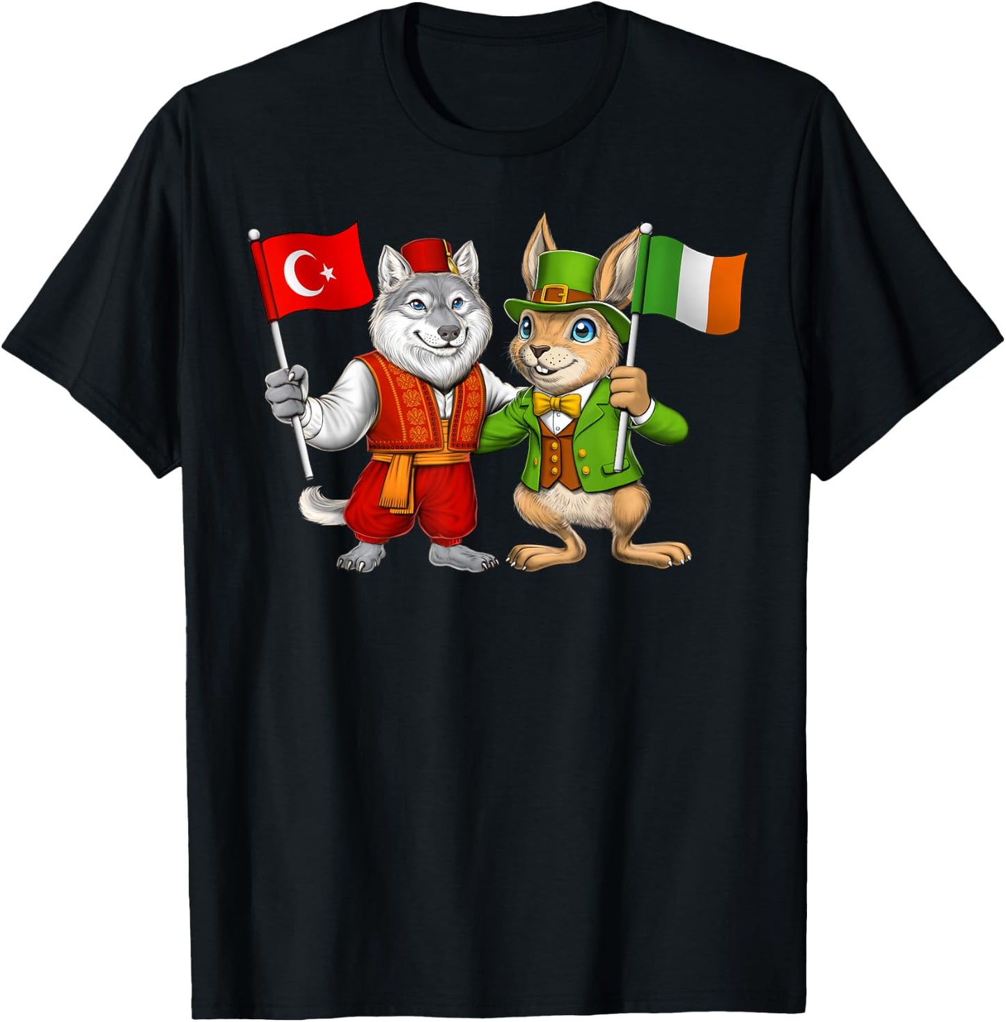 Turkey Ireland Flag Turkish Irish Roots Türkiye Heritage T-Shirt - T-Shirt | Black