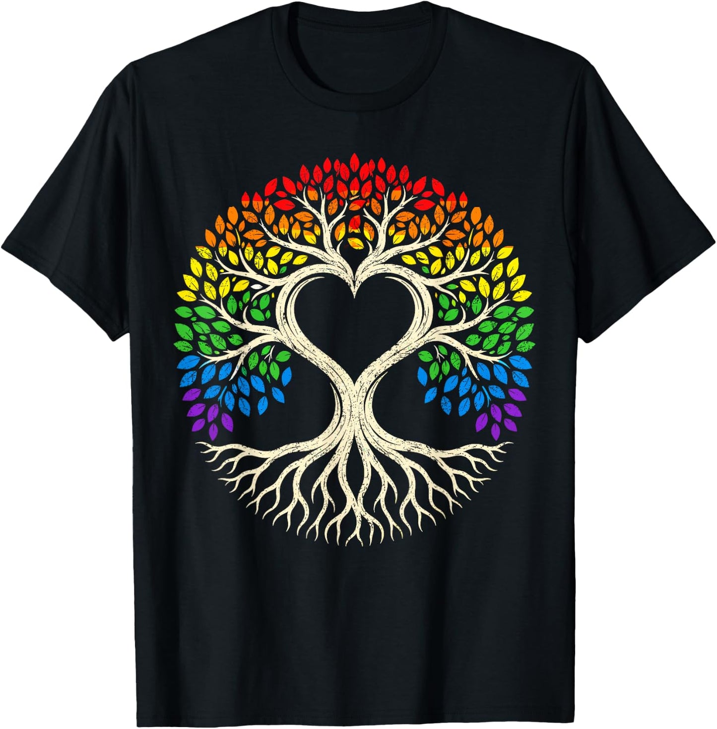 Tree Life Rainbow LGBT Flag Ally Gay Pride T-Shirt - T-Shirt | Black