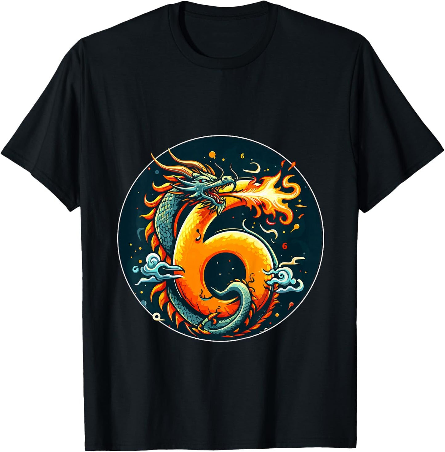 Turning 6 Years Old Birthday Boy Dragon 6th Bday Girl T-Shirt - T-Shirt | Black