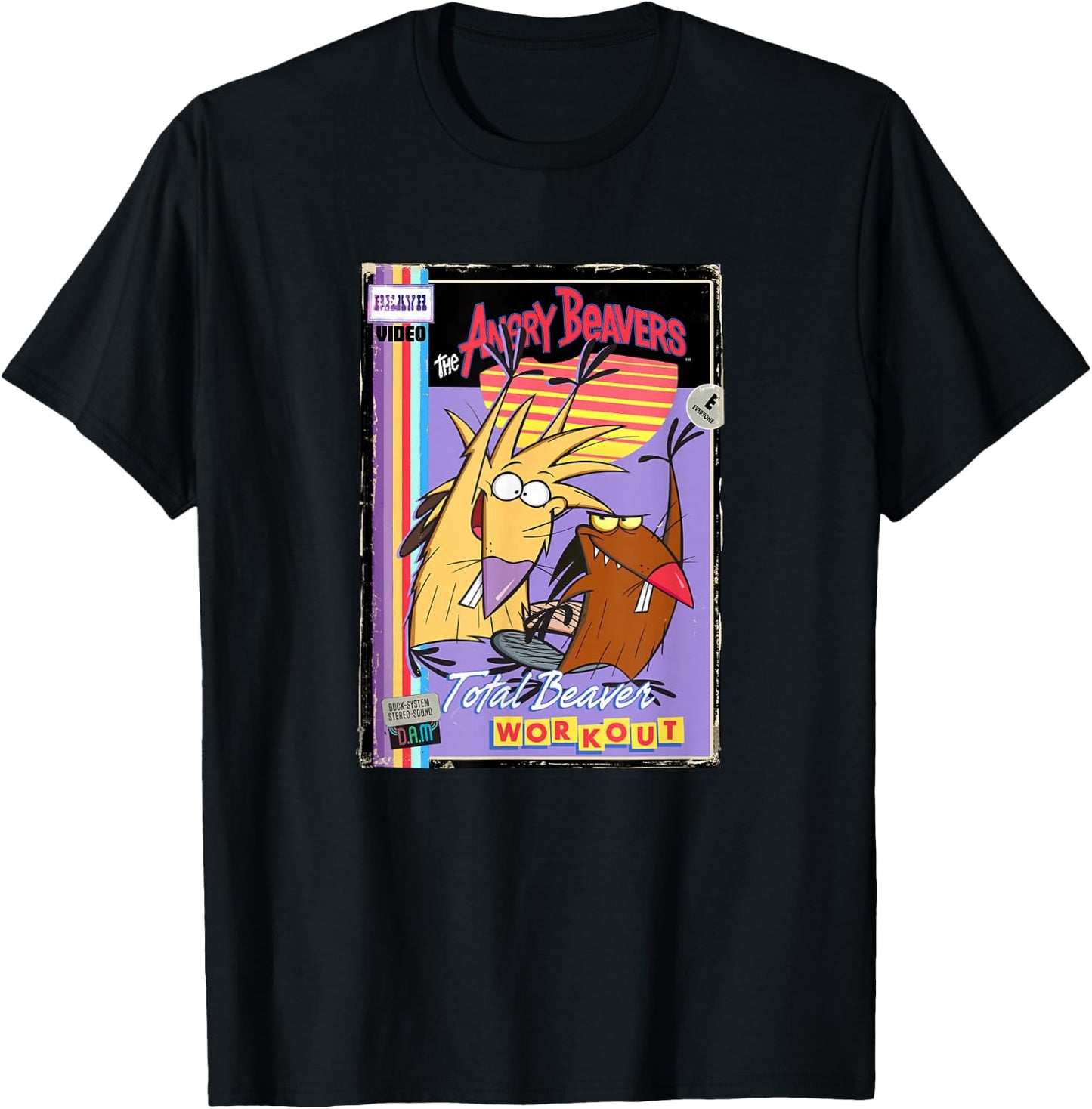 Angry Beavers Total Beaver Workout Retro Vintage Video Tape T-Shirt - T-Shirt | Black