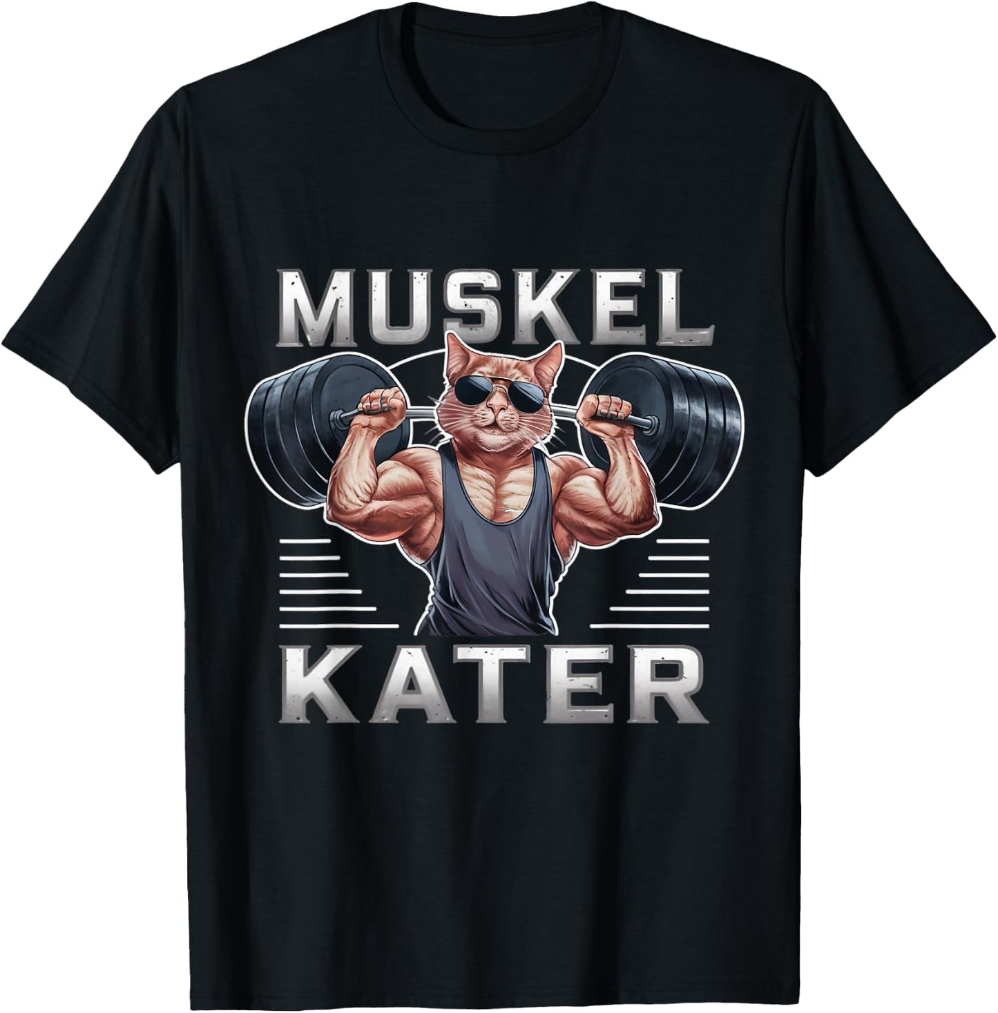 Funny Muscle Soreness Cats Fitness Sports Bodybuilding Gym , black T-Shirt - T-Shirt | Black